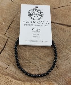 Bracelet Onyx Noir - Perles 4mm, 1 pièce